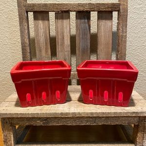 Berry Holders Set Of 2, Ceramic Red Berry Holders, Fruit Holders